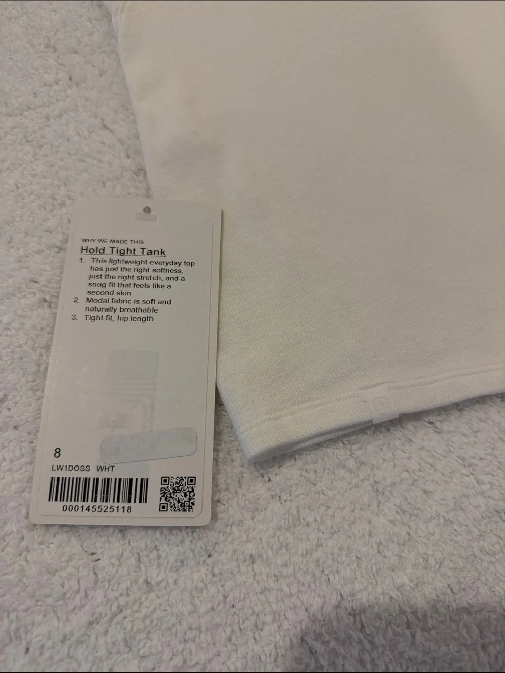 Lululemon Hold Tight Crewneck Tank Top White size 8